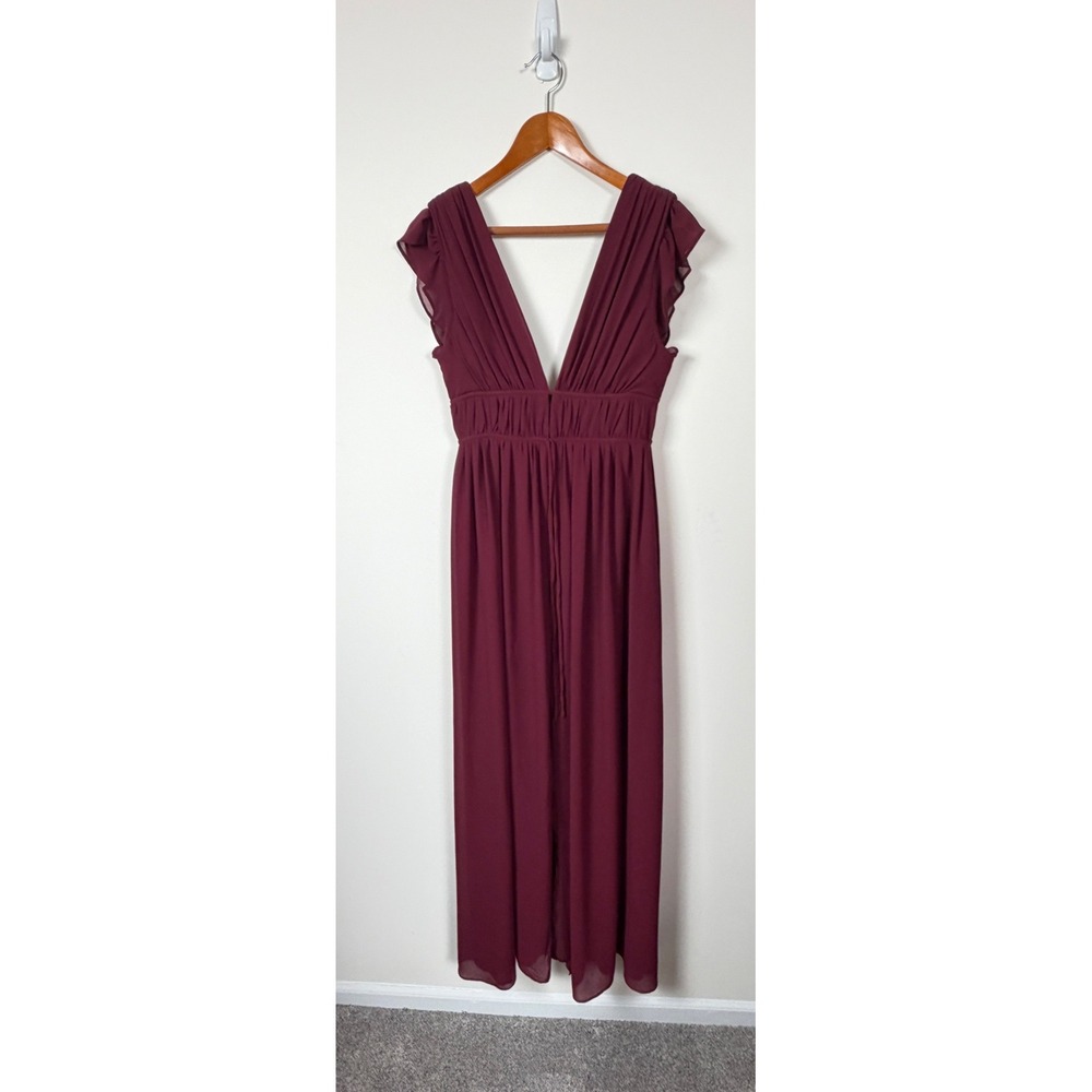 Lulus "I'm All Yours" Burgundy Ruffled Maxi Dress Size‎ M